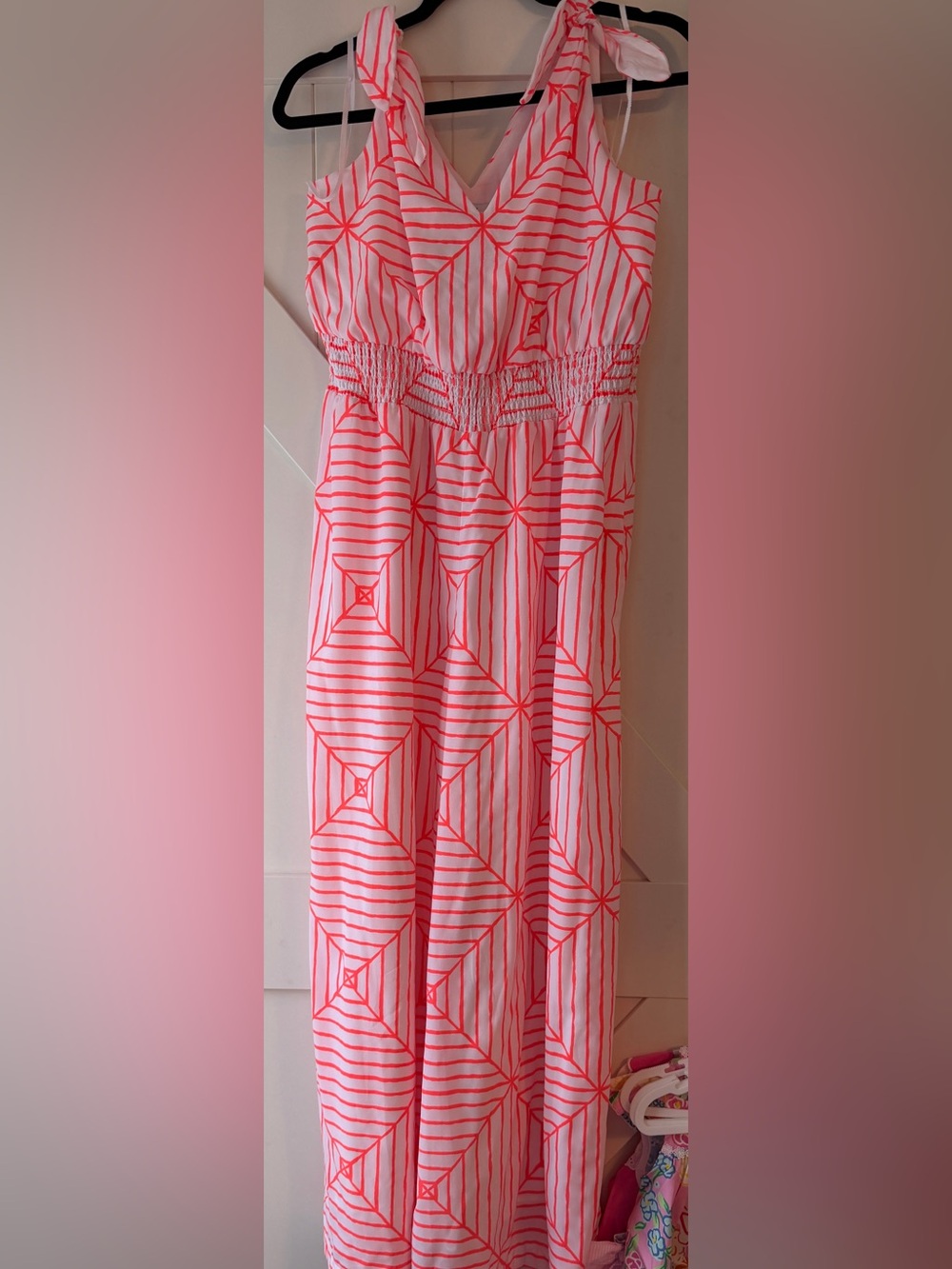 Vineyard Vines Pink and Coral Geometric Jumpsuit